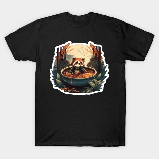 Red Panda Ramen Hot Spring T-Shirt by SLMGames